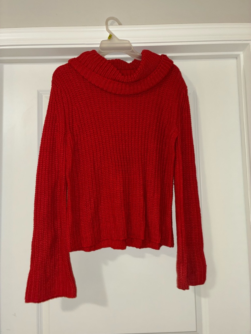 Red Cozy Ribbed Cowl Neck Sweater